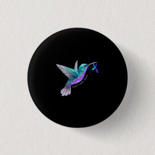 Hummingbird Purple Blue Ribbon Suicide Prevention 3 Cm Round Badge