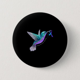 Hummingbird Purple Blue Ribbon Suicide Prevention 6 Cm Round Badge