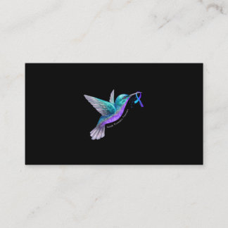 Hummingbird Purple Blue Ribbon Suicide Prevention Business Card