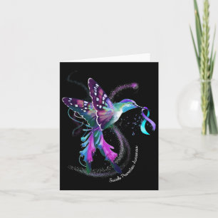 Hummingbird Purple Blue Ribbon Suicide Prevention Card