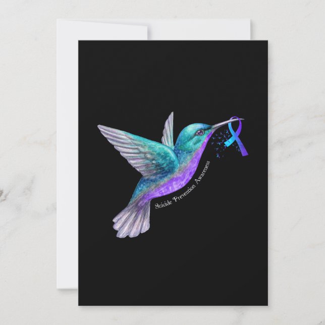 Hummingbird Purple Blue Ribbon Suicide Prevention Save The Date (Front)