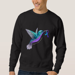 Hummingbird Purple Blue Ribbon Suicide Prevention Sweatshirt