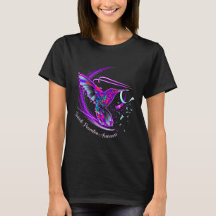 Hummingbird Purple Blue Ribbon Suicide Prevention T-Shirt