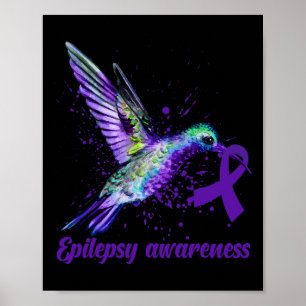 Hummingbird Purple Ribbon Epilepsy Awareness Month Poster