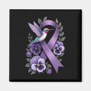 Hummingbird Purple Ribbon Heimerheimer Pansy Aware Magnet