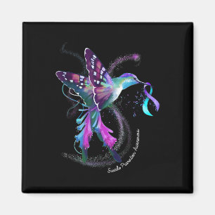 Hummingbird Purple Ribbon Suicide Prevention Aware Magnet