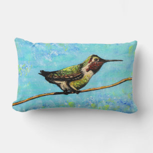 Hummingbird Ready to Fly Painting Lumbar Cushion