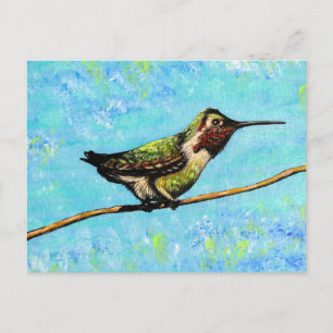 Hummingbird Ready to Fly Painting Postcard