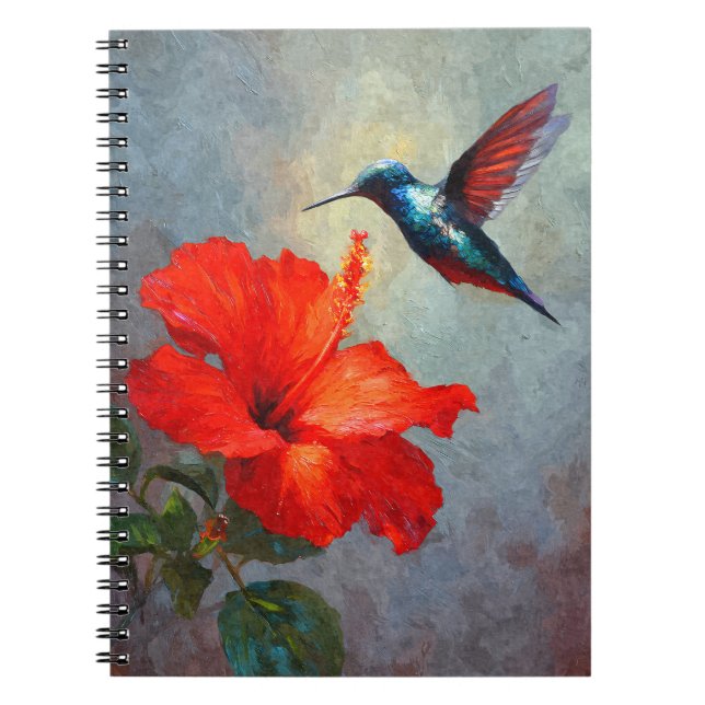 Hummingbird Red Hibiscus Notebook (Front)