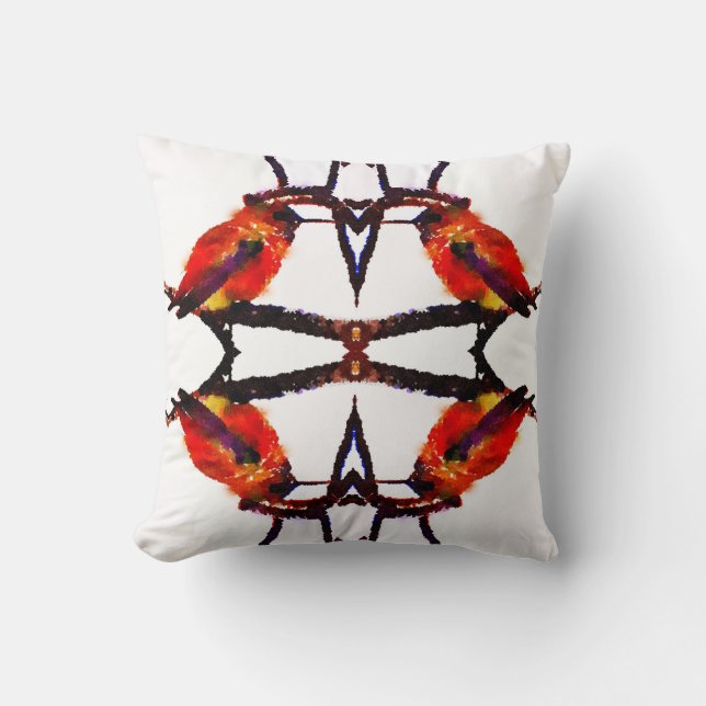 Hummingbird red purple cute bird  cushion (Front)
