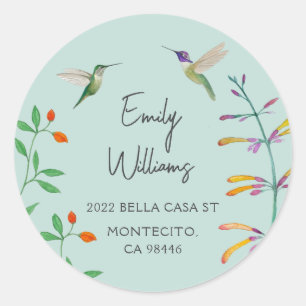 Hummingbird return address classic round sticker