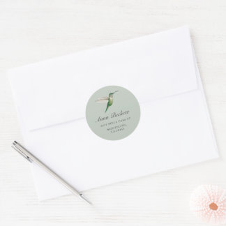 Hummingbird return address  classic round sticker