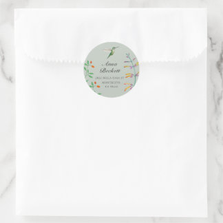 Hummingbird return address  classic round sticker