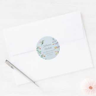 Hummingbird return address  classic round sticker