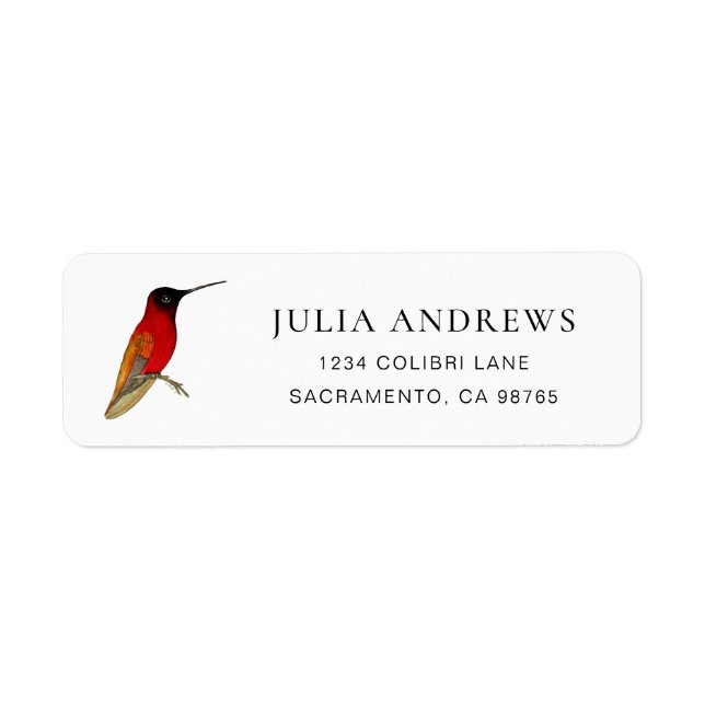 Hummingbird Return Address Label (Front)