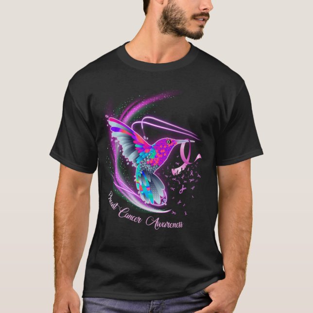 Hummingbird ribbon breast cancer awareness_fullpri T-Shirt (Front)