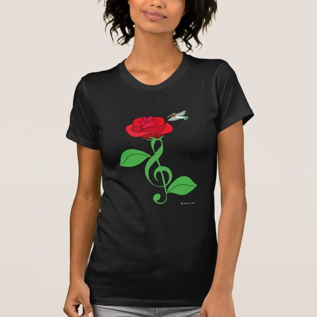 Hummingbird Rose Clef T-Shirt (Front)