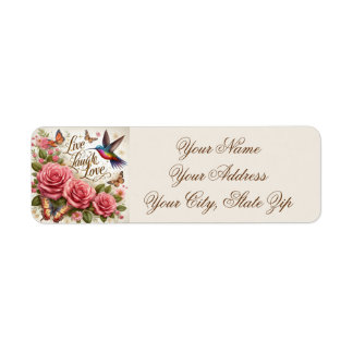 Hummingbird, Roses and Butterflies Return Address Label