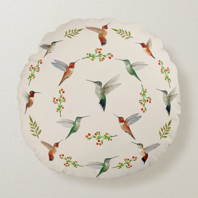 Hummingbird  round cushion (Front)