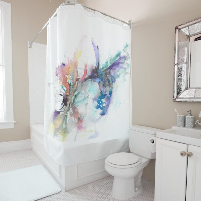 Hummingbird Shower Curtain (In Situ)