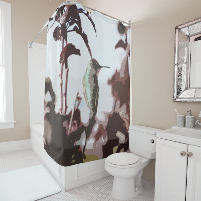 Hummingbird Shower Curtain (In Situ)
