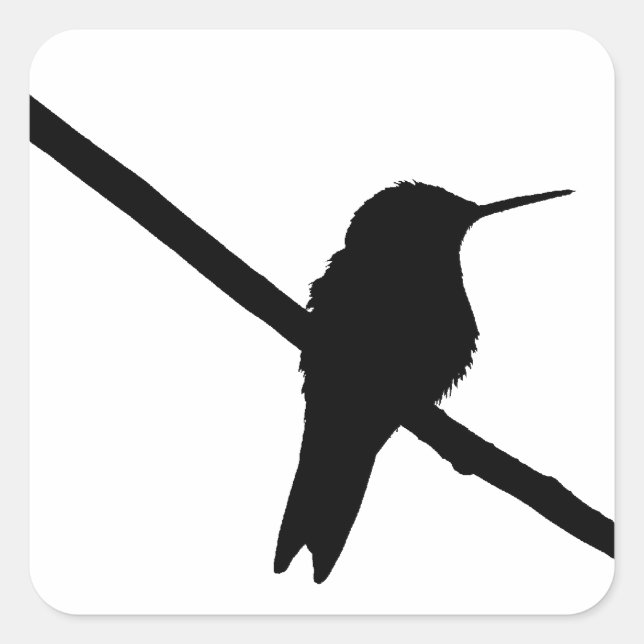 Hummingbird Silhouette Square Sticker (Front)