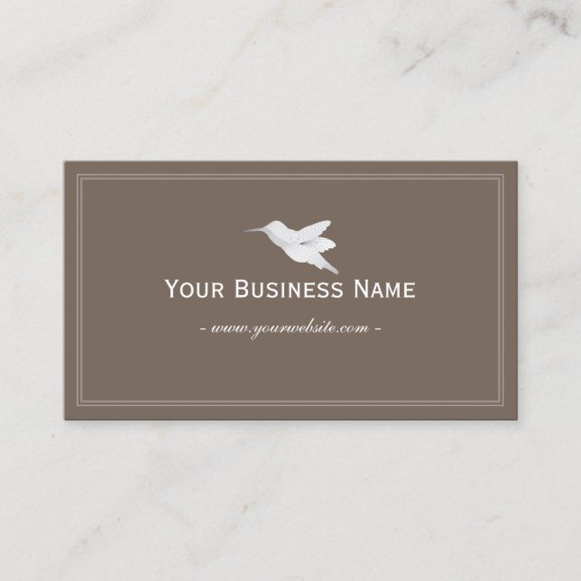 Hummingbird Simple Plain Brown  Business Card (Front)