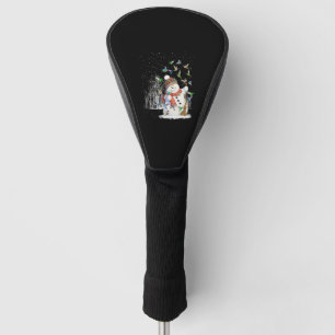 Hummingbird Snowman Merry Christmas Golf Head Cover