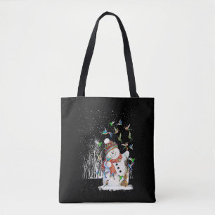 Hummingbird Snowman Merry Christmas Tote Bag