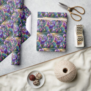 Hummingbird Splashing In an Iris Blossom Wrapping Paper