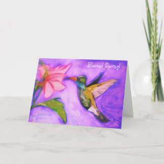 Hummingbird Spring Blank Greeting Card