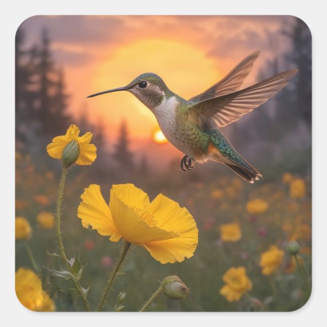 Hummingbird Square Stickers (Front)
