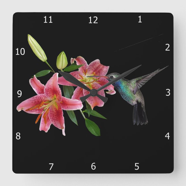 HUMMINGBIRD SQUARE WALL CLOCK (Front)
