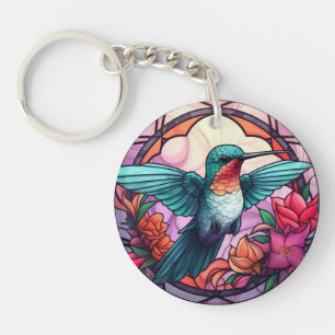 Hummingbird Stained Glass Look Acrylic Keychain