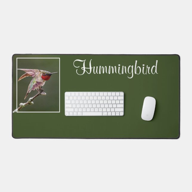 Hummingbird Stretches Text Desk Mat (Keyboard & Mouse)