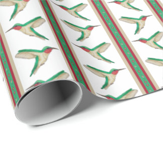 Hummingbird Stripe Wrapping Paper