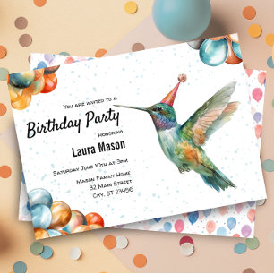 Hummingbird Summer Nature Garden Birthday Party Invitation