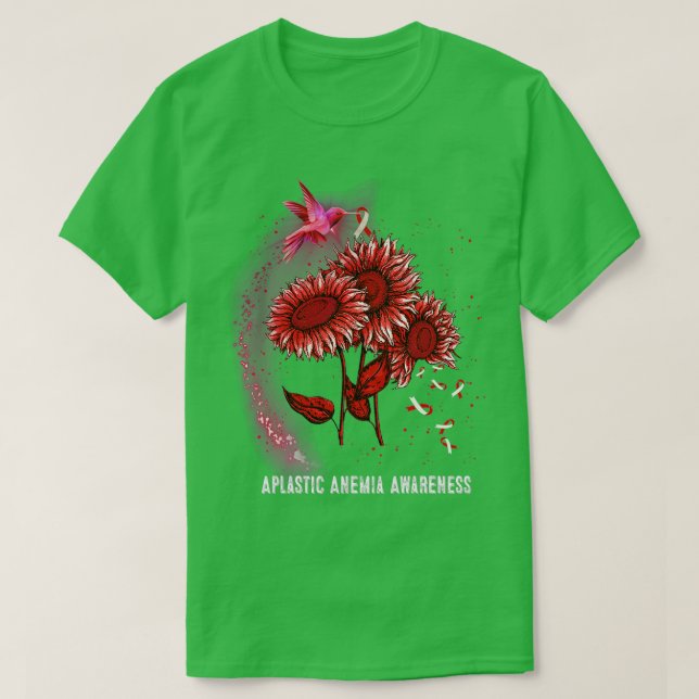 Hummingbird Sunflower Aplastic Anaemia Awareness  T-Shirt (Design Front)