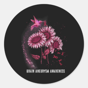 Hummingbird Sunflower Brain Aneurysm Awareness Classic Round Sticker