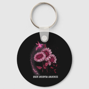 Hummingbird Sunflower Brain Aneurysm Awareness  Key Ring