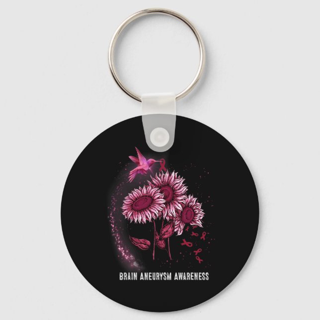 Hummingbird Sunflower Brain Aneurysm Awareness  Key Ring (Front)