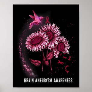 Hummingbird Sunflower Brain Aneurysm Awareness Poster