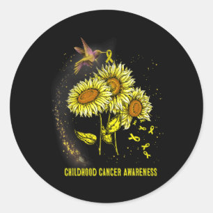 Hummingbird Sunflower Childhood Cancer Awareness Classic Round Sticker
