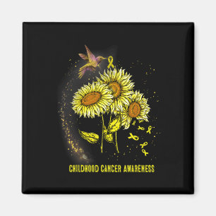 Hummingbird Sunflower Childhood Cancer Awareness Magnet