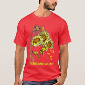 Hummingbird Sunflower Childhood Cancer Awareness  T-Shirt