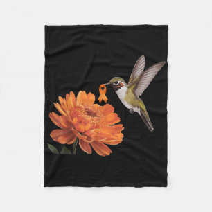 Hummingbird Sunflower Daisy Orange Ribbon Leukaemi Fleece Blanket