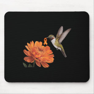 Hummingbird Sunflower Daisy Orange Ribbon Leukaemi Mouse Pad