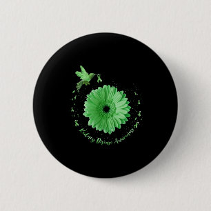 Hummingbird Sunflower Green Ribbon Kidney Disease  6 Cm Round Badge