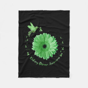 Hummingbird Sunflower Green Ribbon Kidney Disease Fleece Blanket