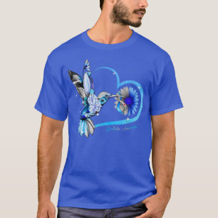 Hummingbird Sunflower Heart Blue Ribbon Diabetes A T-Shirt